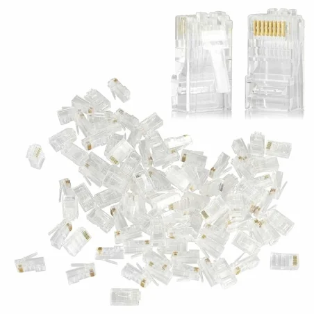 Set 100 de conectori RJ-45 8P8C 8 pini compatibilitate cabluri UTP FTP STP, Gonga®