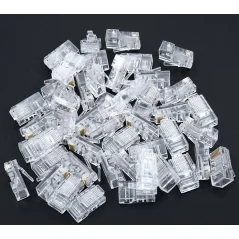 Set 100 de conectori RJ-45 8P8C 8 pini compatibilitate cabluri UTP FTP STP, Gonga®