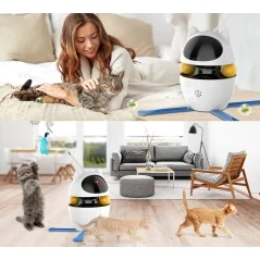 Jucarie interactiva 3 in 1 cu laser pentru pisici Rojeco, 3 moduri de joaca, Autonomie 5 ore, Gonga®