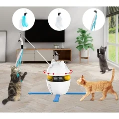 Jucarie interactiva 3 in 1 cu laser pentru pisici Rojeco, 3 moduri de joaca, Autonomie 5 ore, Gonga®