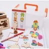Set Montessori cu 67 sabloane din lemn cu accesorii pentru desenat si colorat, Gonga®