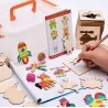 Set Montessori cu 67 sabloane din lemn cu accesorii pentru desenat si colorat, Gonga®