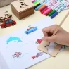 Set Montessori cu 67 sabloane din lemn cu accesorii pentru desenat si colorat, Gonga®