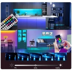 Bandă LED RGB5050 de 10m cu telecomanda, aplicație și control prin smartphone, Gonga®