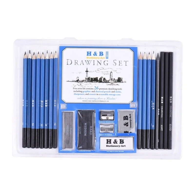 Set creioane pentru schite si desen H&B, 26 in 1, Gonga®