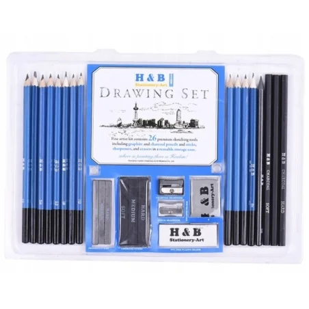 Set creioane pentru schite si desen H&B, 26 in 1, Gonga®