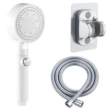 Set 3 elemente pentru dus, para de dus moderna + furtun flexibil + suport pentru perete, Gonga®