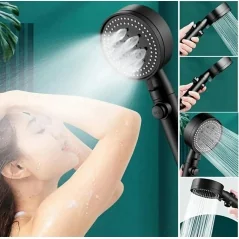 Set 3 elemente pentru dus, para de dus moderna + furtun flexibil + suport pentru perete, Gonga®