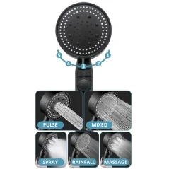 Set 3 elemente pentru dus, para de dus moderna + furtun flexibil + suport pentru perete, Gonga®
