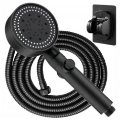 Set 3 elemente pentru dus, para de dus moderna + furtun flexibil + suport pentru perete, Gonga®