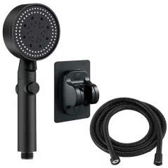 Set 3 elemente pentru dus, para de dus moderna + furtun flexibil + suport pentru perete, Gonga®