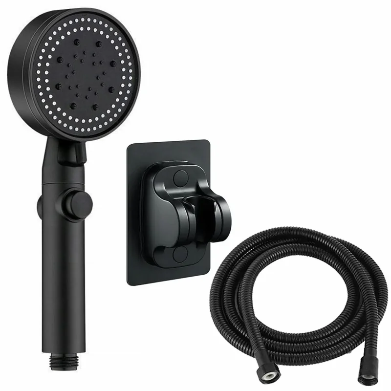 Set 3 elemente pentru dus, para de dus moderna + furtun flexibil + suport pentru perete, Gonga®