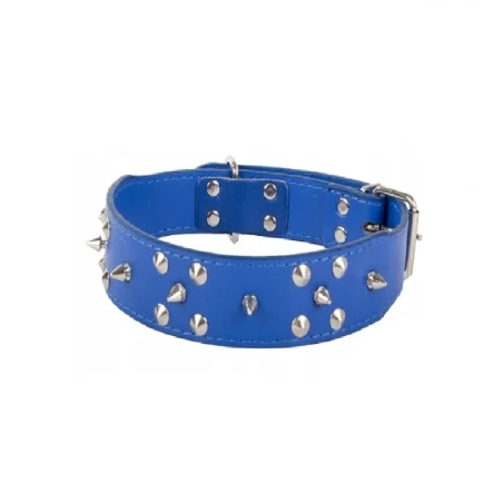 Zgarda pentru caini, eco-piele cu tinte, reglabila, 62x3.5cm, XL, Gonga®