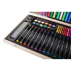 Trusa de pictura si desen, 188 piese, cutie depozitare lemn, Gonga®