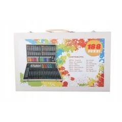 Trusa de pictura si desen, 188 piese, cutie depozitare lemn, Gonga®