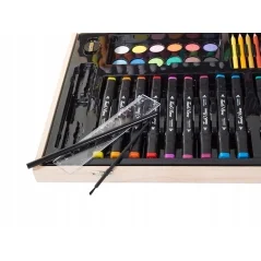 Trusa de pictura si desen, 188 piese, cutie depozitare lemn, Gonga®