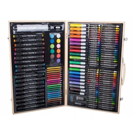 Trusa de pictura si desen, 188 piese, cutie depozitare lemn, Gonga®