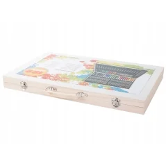 Trusa de pictura si desen, 188 piese, cutie depozitare lemn, Gonga®