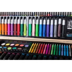 Trusa de pictura si desen, 188 piese, cutie depozitare lemn, Gonga®