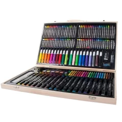 Trusa de pictura si desen, 188 piese, cutie depozitare lemn, Gonga®