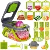 Razatoare multifunctionala pentru legume si fructe, 13 lame diferite, 5 accesorii, cu recipient transparent, Gonga®