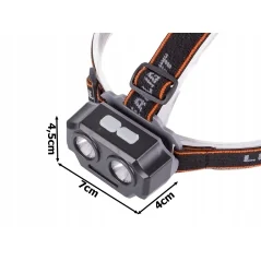 Lanterna pentru cap reglabila cu 2 leduri pe acumulatori, Gonga®