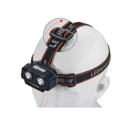 Lanterna pentru cap reglabila cu 2 leduri pe acumulatori, Gonga®