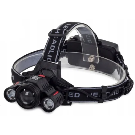 Lanterna pentru cap, 3 leduri, 3800 lumeni, acumulatori, Gonga®