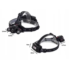 Lanterna pentru cap, 3 leduri, 3800 lumeni, acumulatori, Gonga®