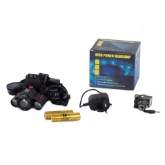 Lanterna pentru cap, 3 leduri, 3800 lumeni, acumulatori, Gonga®