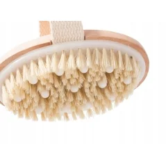 Perie pentru masaj corporal cu maner detasabil, lemn, 45x6.5 cm, Gonga®