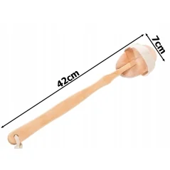 Perie pentru masaj corporal cu maner detasabil, lemn, 45x6.5 cm, Gonga®