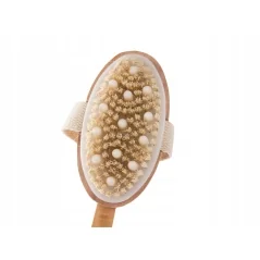 Perie pentru masaj corporal cu maner detasabil, lemn, 45x6.5 cm, Gonga®