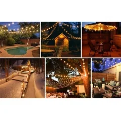 Ghirlanda luminoasa, 15 becuri, lungime totala 15 m, clasa impermeabilitate IP44, lungime intre becuri 1m, Gonga®