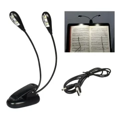 Lampa dubla led cu baterii pentru birou sau citit, clema prindere, Gonga®