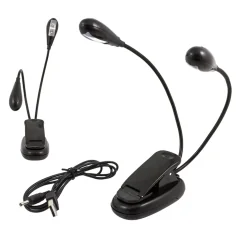 Lampa dubla led cu baterii pentru birou sau citit, clema prindere, Gonga®