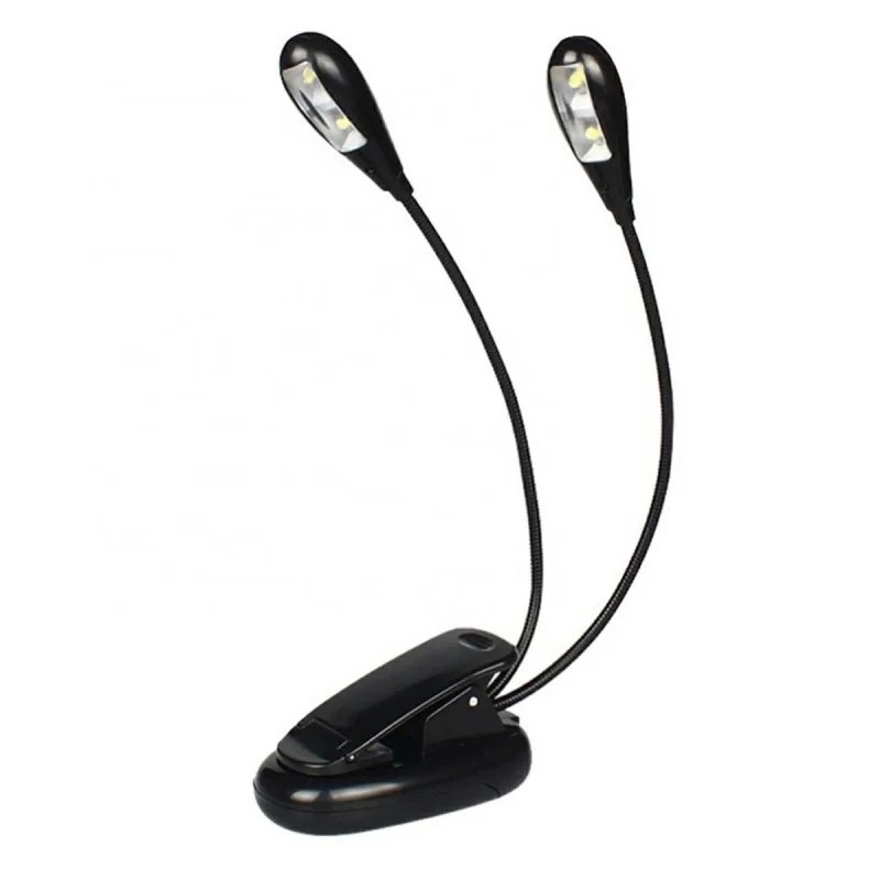 Lampa dubla led cu baterii pentru birou sau citit, clema prindere, Gonga®
