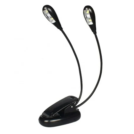Lampa dubla led cu baterii pentru birou sau citit, clema prindere, Gonga®