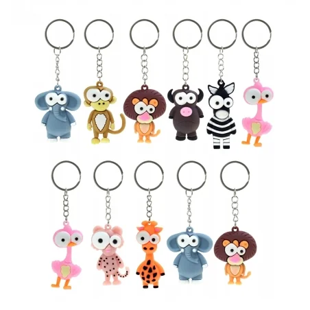 Set 12 bucati breloc din cauciuc diverse animale, Gonga®