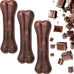 Set 5 bucati Os pentru caini, natural, presat din piele de vacă, cu o aroma delicata de ciocolata, Hau&Miau