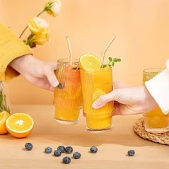 Set 4 pahare design deosebit, pentru cafea latte și long drinkuri, 270 ml, Gonga®