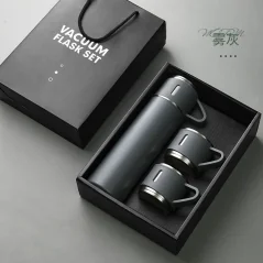 Set termos cu 3 căni din oțel inoxidabil, 0.5L, menținere a băuturilor calde 6 ore și reci 12 ore, Gonga®