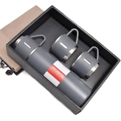 Set termos cu 3 căni din oțel inoxidabil, 0.5L, menținere a băuturilor calde 6 ore și reci 12 ore, Gonga®