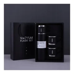 Set termos cu 3 căni din oțel inoxidabil, 0.5L, menținere a băuturilor calde 6 ore și reci 12 ore, Gonga®
