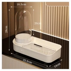 Organizator elegant pentru pensule și produse cosmetice cu suport rotativ, 33,5 x 28 x 14 cm, Gonga®