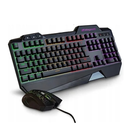 Kit tastatura ergonomica gaming si mouse 3200dpi, 7 culori RGB, Gonga®