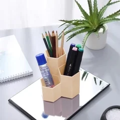 Suport pensule machiaj, 3 compartimente, din plastic, Gonga®