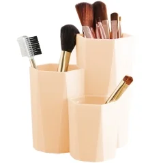 Suport pensule machiaj, 3 compartimente, din plastic, Gonga®