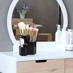 Suport pensule machiaj, 3 compartimente, din plastic, Gonga®