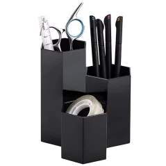 Suport pensule machiaj, 3 compartimente, din plastic, Gonga®